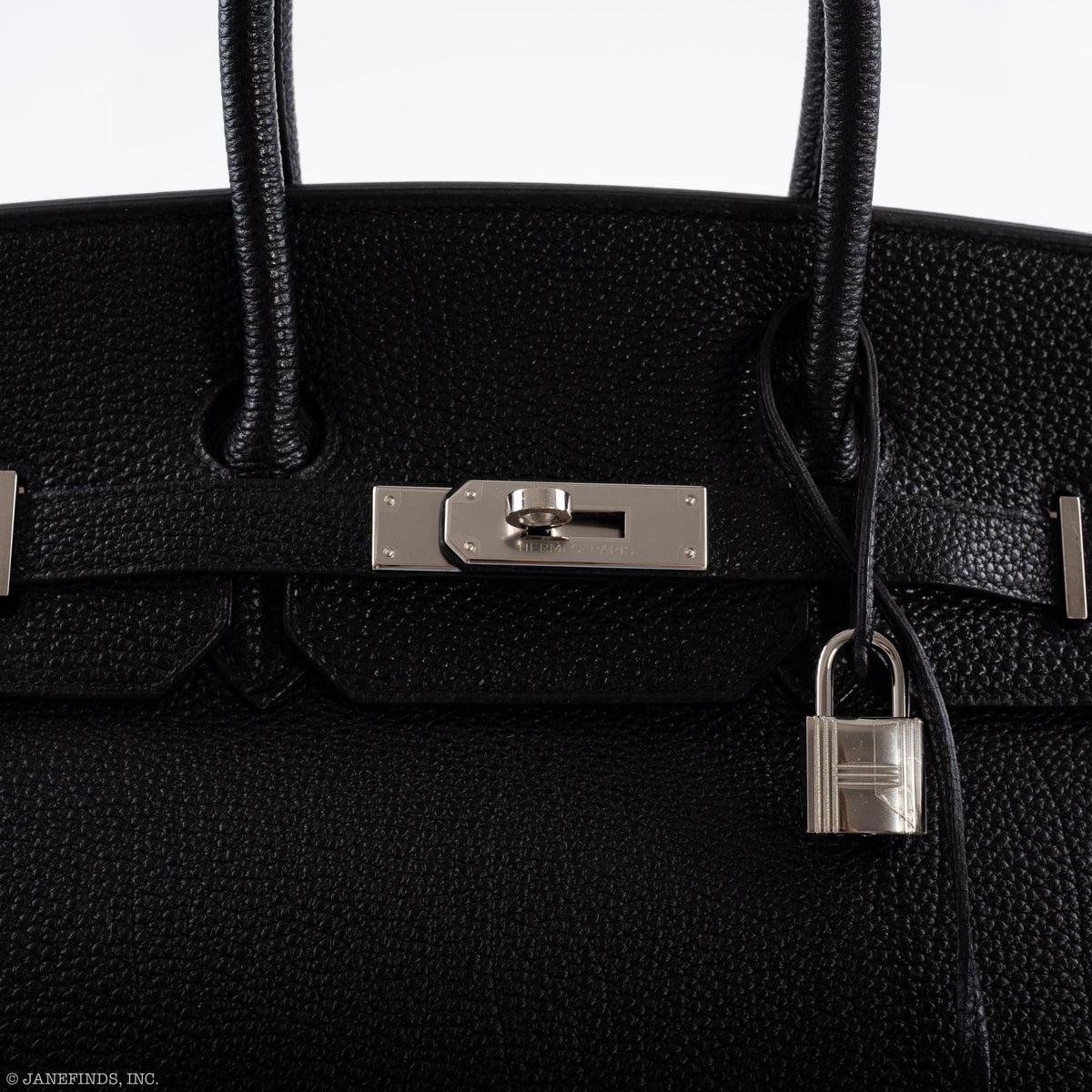 Hermes Birkin 35 Black Togo Palladium Hardware - 2003, Square G  - hardware detail