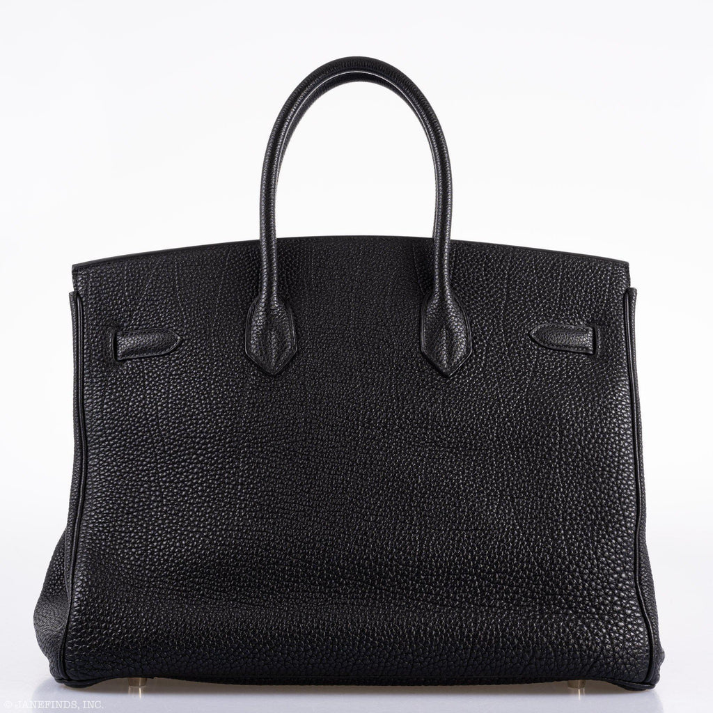 Hermes Birkin 35 Black Togo Palladium Hardware - 2003, Square G  - hardware detail