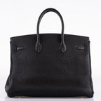 Hermes Birkin 35 Black Togo Palladium Hardware - 2003, Square G  - hardware detail