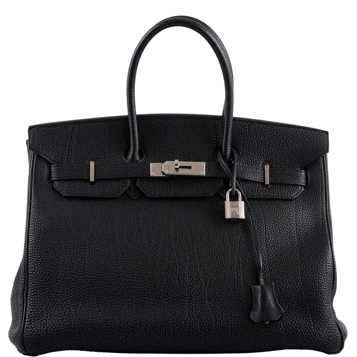 Hermes Birkin 35 Black Togo Palladium Hardware - 2003, Square G  - hardware detail