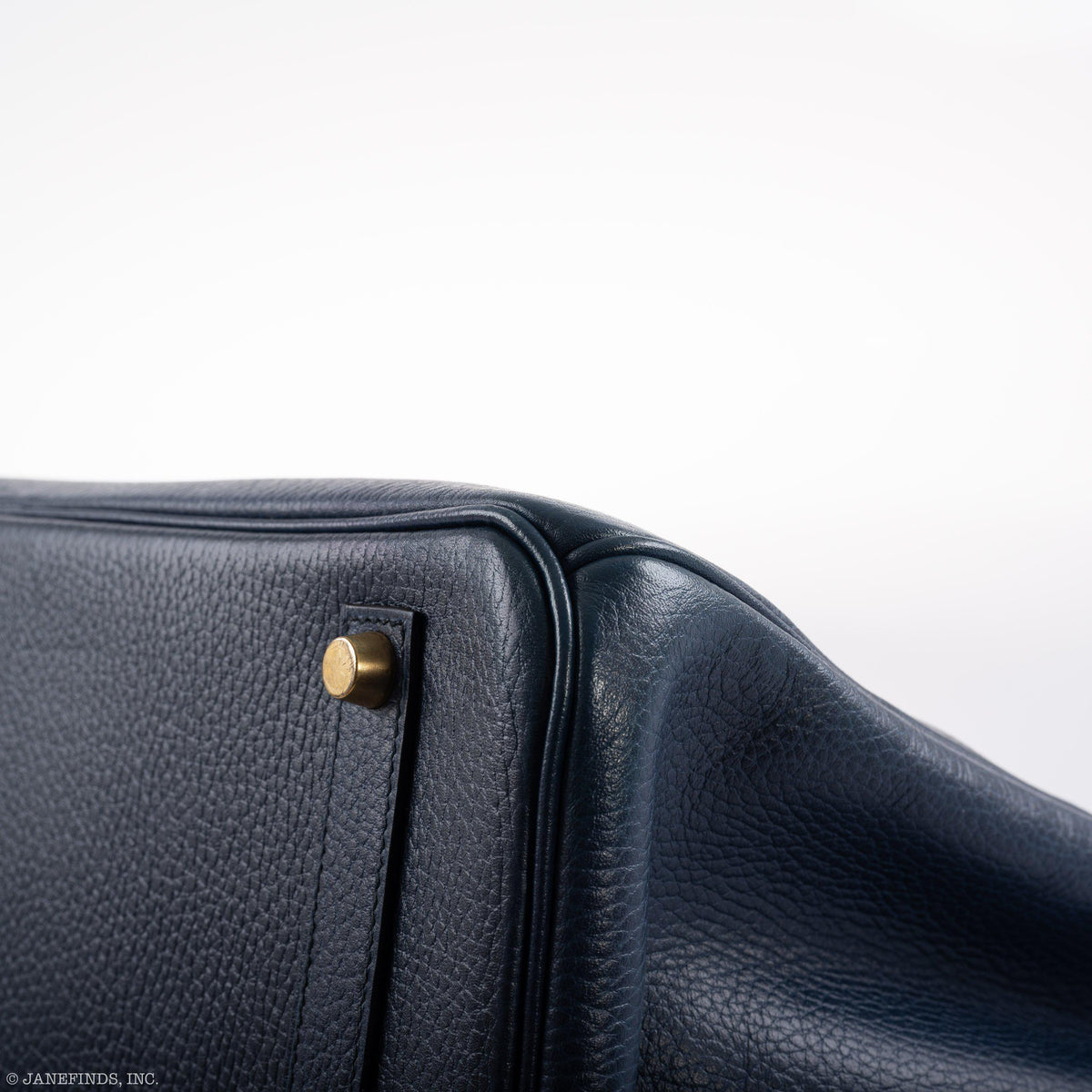 Hermes Birkin 35 Blue Saphire Ardennes leather Gold Hardware - Z Circle - hardware detail