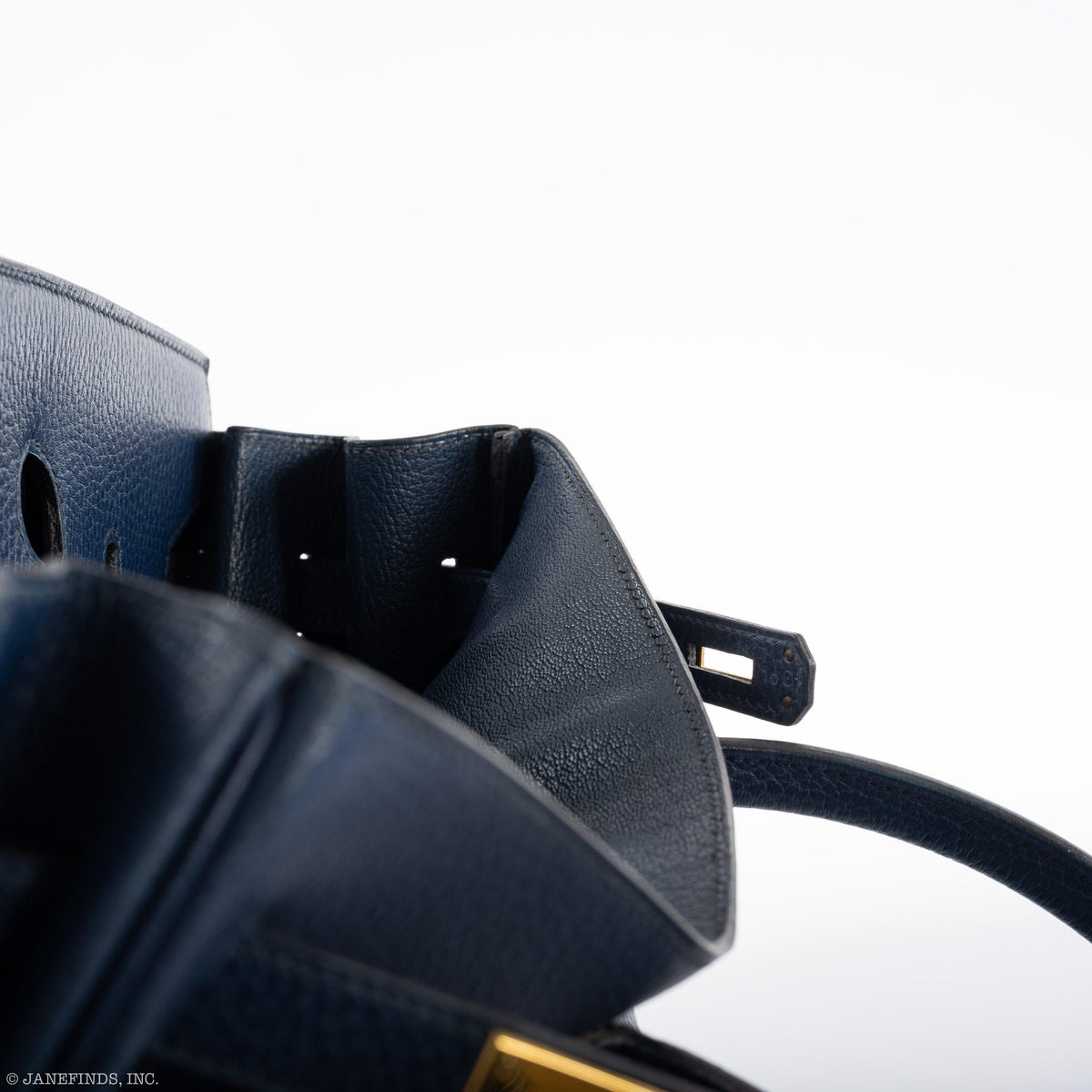 Hermes Birkin 35 Blue Saphire Ardennes leather Gold Hardware - Z Circle - hardware detail