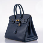Hermes Birkin 35 Blue Saphire Ardennes leather Gold Hardware - Z Circle - hardware detail