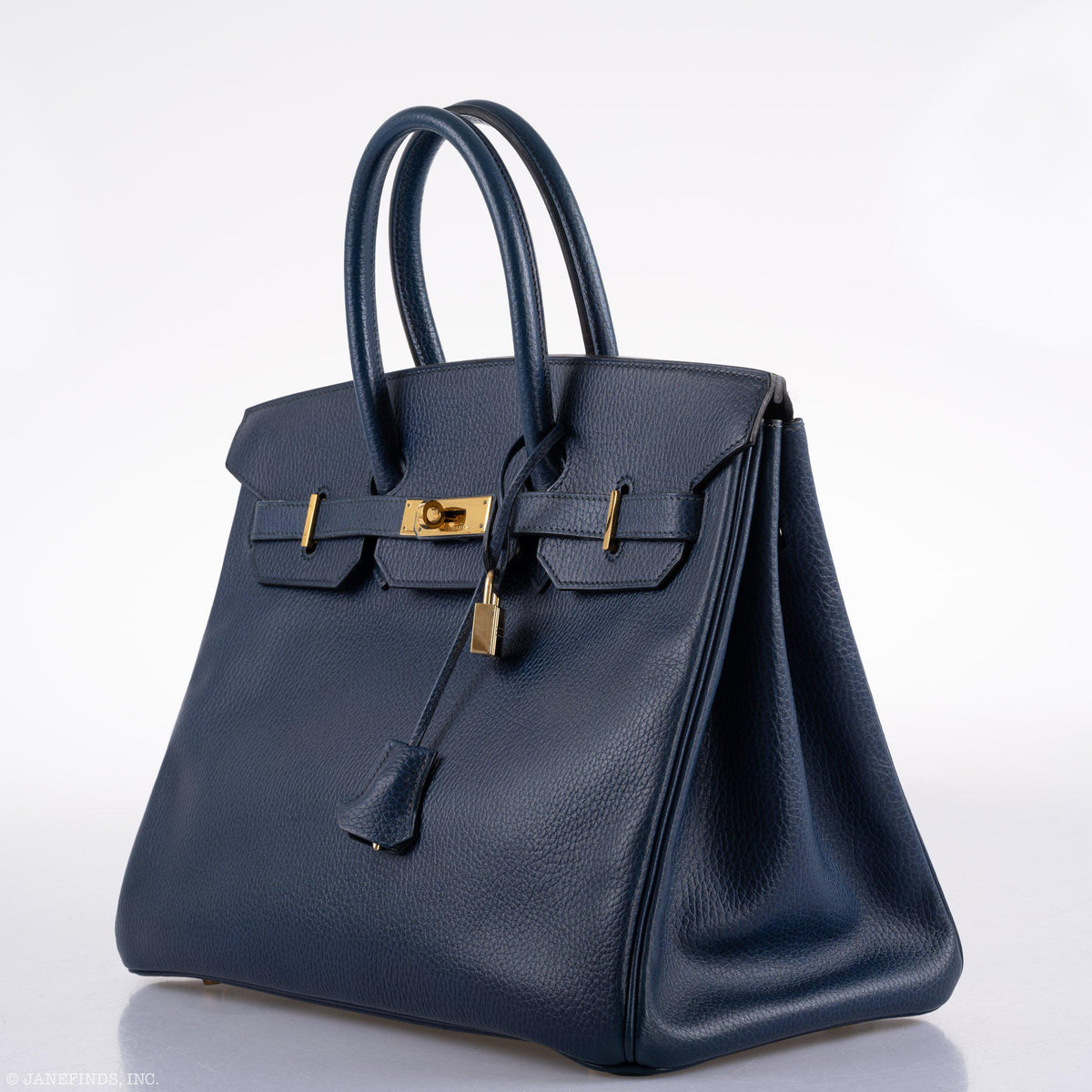 Hermes Birkin 35 Blue Saphire Ardennes leather Gold Hardware - Z Circle - hardware detail
