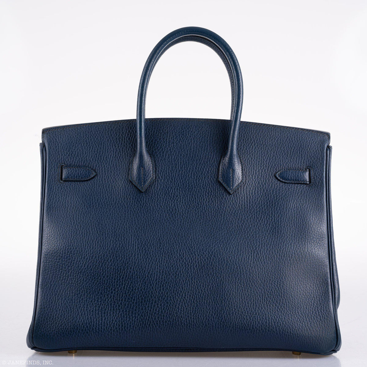 Hermes Birkin 35 Blue Saphire Ardennes leather Gold Hardware - Z Circle - hardware detail
