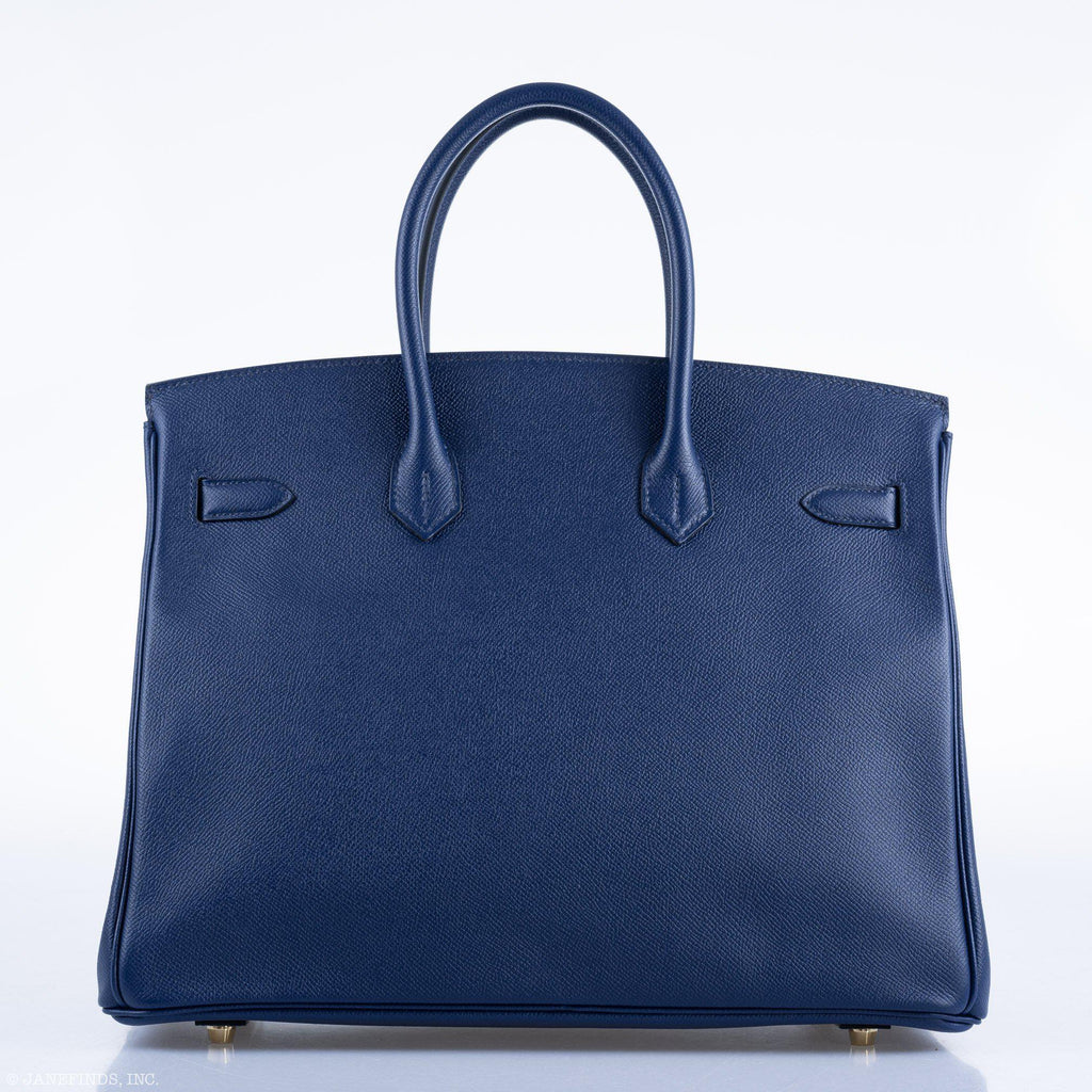 Hermes Birkin 35 Blue Saphire Epsom with Gold Hardware - 2016, X - hardware detail