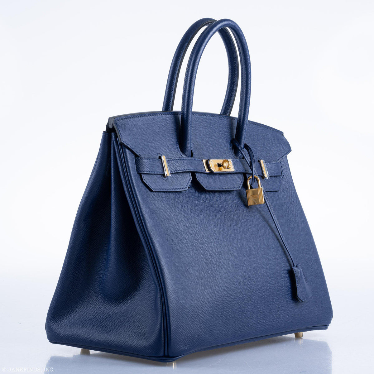 Hermes Birkin 35 Blue Saphire Epsom with Gold Hardware - 2016, X - hardware detail