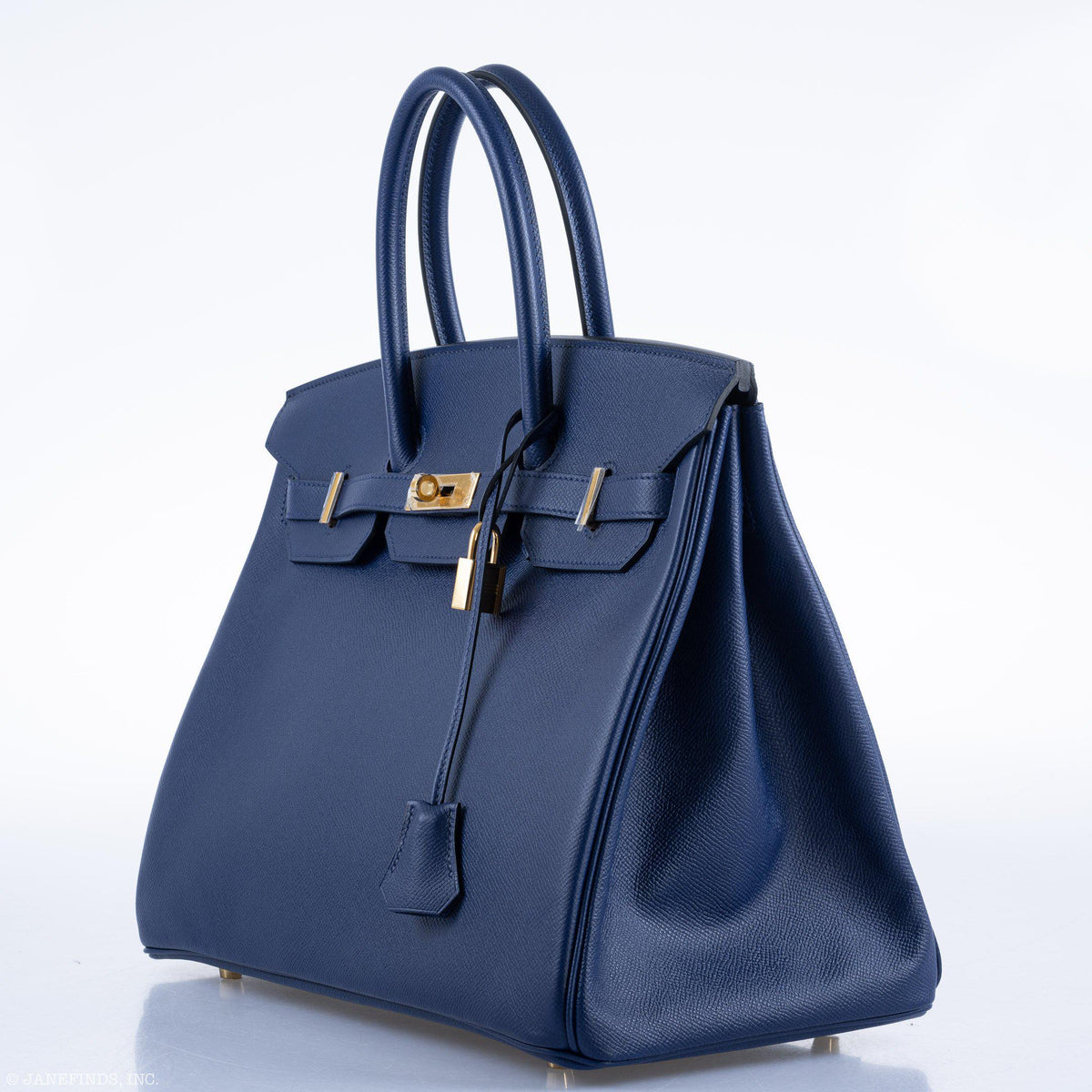 Hermes Birkin 35 Blue Saphire Epsom with Gold Hardware - 2016, X - hardware detail