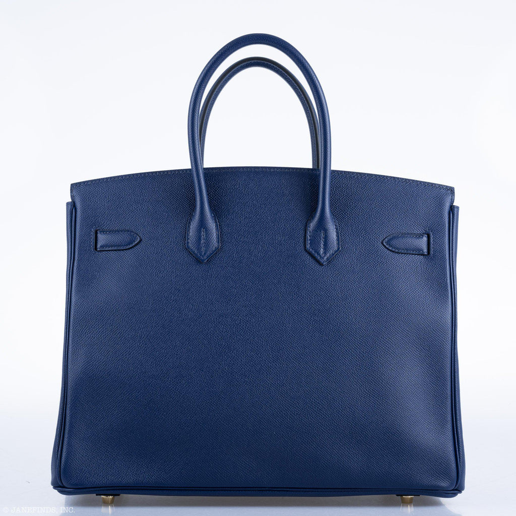 Hermes Birkin 35 Blue Saphire Epsom with Gold Hardware - 2016, X - hardware detail