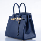 Hermes Birkin 35 Blue Saphire Epsom with Gold Hardware - 2016, X - hardware detail