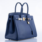 Hermes Birkin 35 Blue Saphire Epsom with Gold Hardware - 2016, X - hardware detail