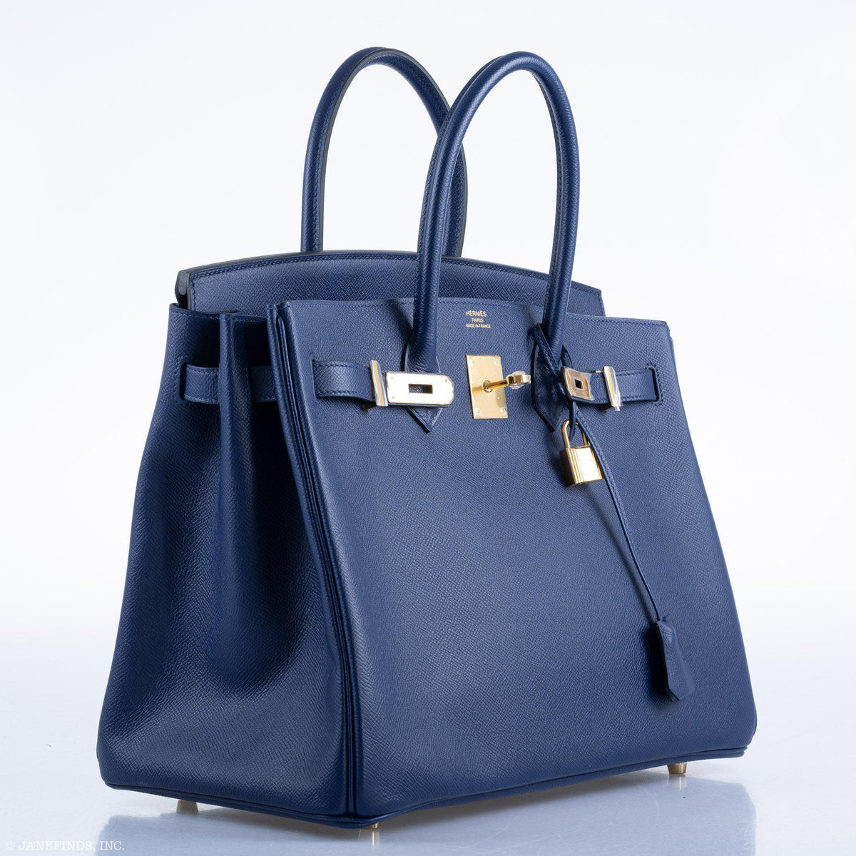 Hermes Birkin 35 Blue Saphire Epsom with Gold Hardware - 2016, X - hardware detail