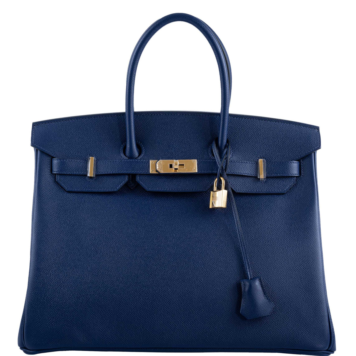 Hermes Birkin 35 Blue Saphire Epsom with Gold Hardware - 2016, X - hardware detail