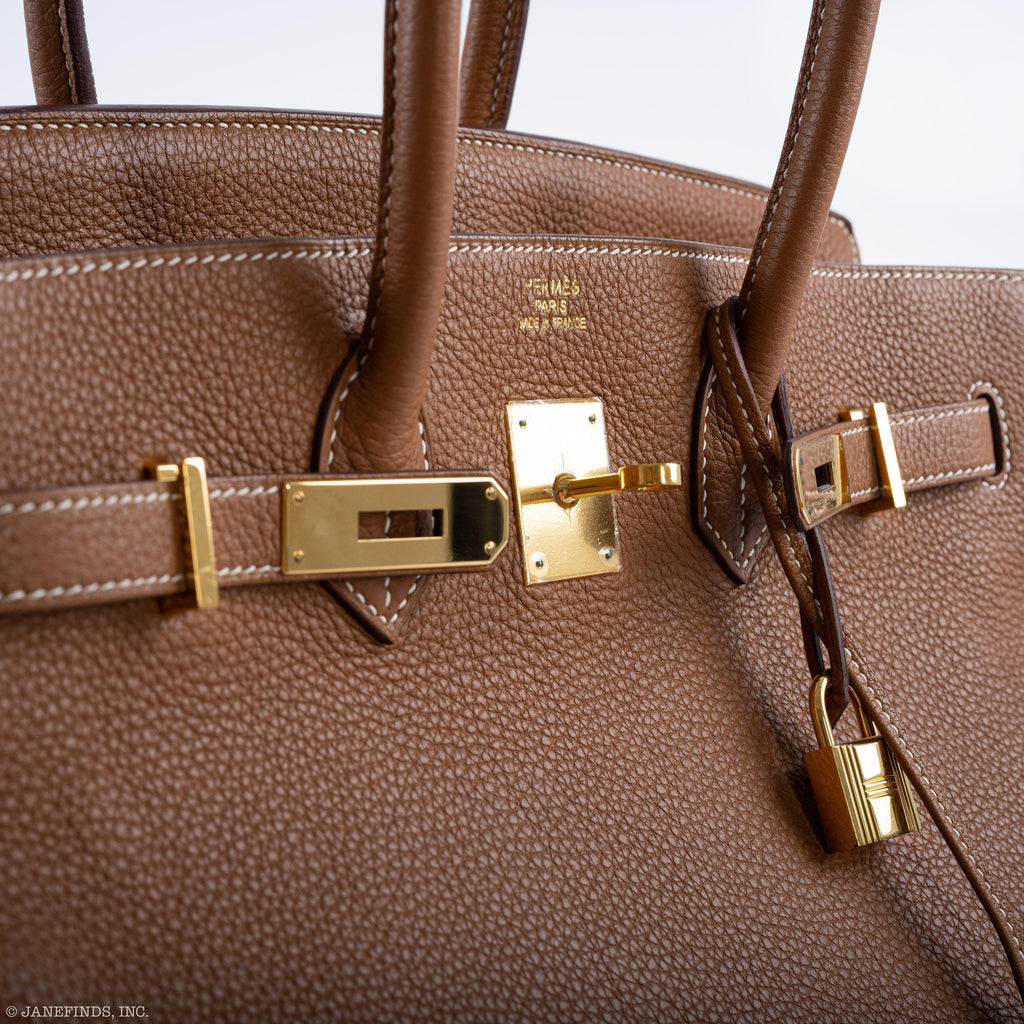 Hermes Birkin 35 Gold Togo Gold Hardware - Square O - hardware detail