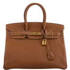 Hermes Birkin 35 Gold Togo Gold Hardware - Square O - hardware detail