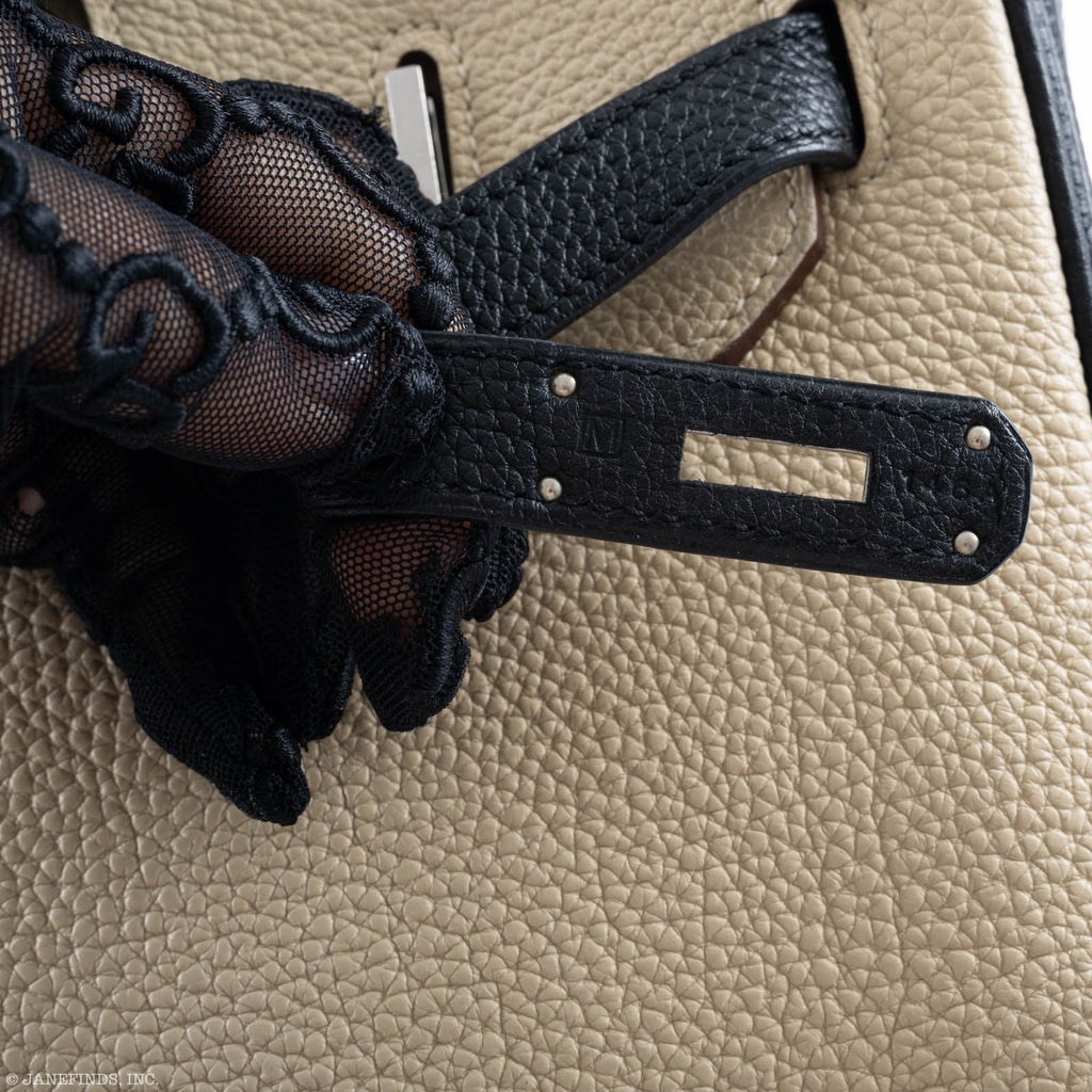 Hermes Birkin 35 HSS Black & Parchemin Togo Leather Palladium Hardware - 2009, M Square - hardware detail