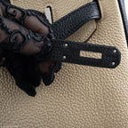 Hermes Birkin 35 HSS Black & Parchemin Togo Leather Palladium Hardware - 2009, M Square - hardware detail