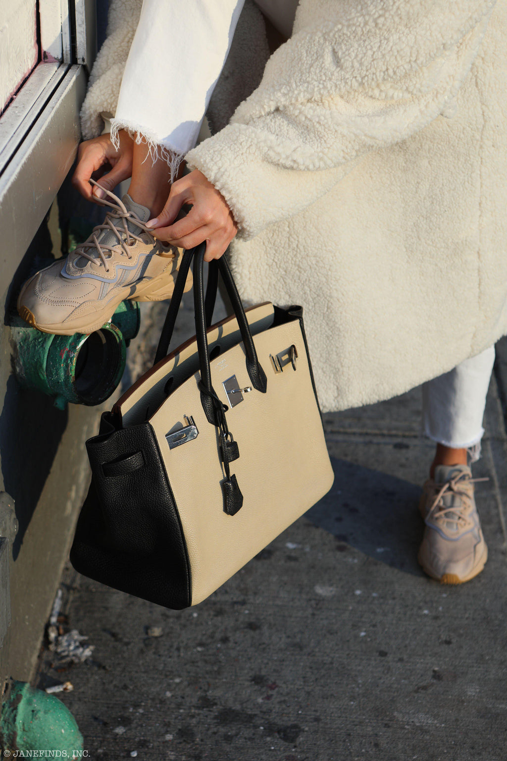 Hermes Birkin 35 HSS Black & Parchemin Togo Leather Palladium Hardware - 2009, M Square - hardware detail