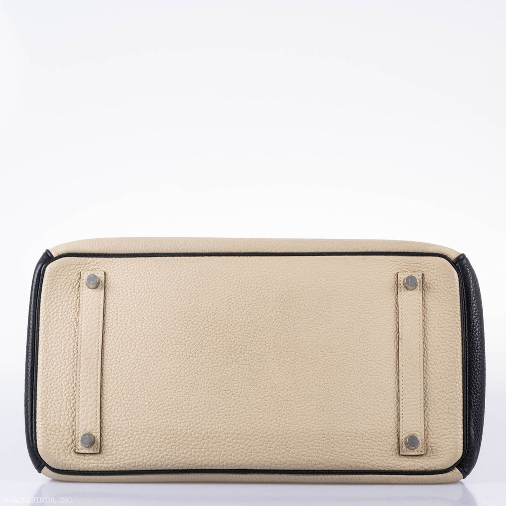 Hermes Birkin 35 HSS Black & Parchemin Togo Leather Palladium Hardware - 2009, M Square - hardware detail