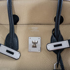Hermes Birkin 35 HSS Black & Parchemin Togo Leather Palladium Hardware - 2009, M Square - hardware detail