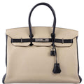Hermes Birkin 35 HSS Black & Parchemin Togo Leather Palladium Hardware - 2009, M Square - hardware detail