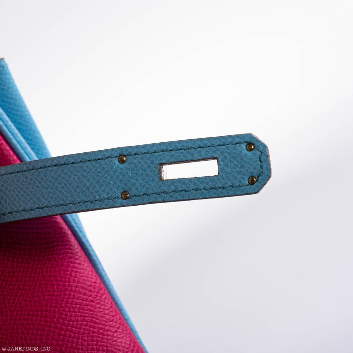 Hermes Birkin 35 HSS Rose Tyrien Blue Celeste Lime Epsom Palladium Hardware 2011 O - hardware detail