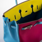 Hermes Birkin 35 HSS Rose Tyrien Blue Celeste Lime Epsom Palladium Hardware 2011 O - hardware detail