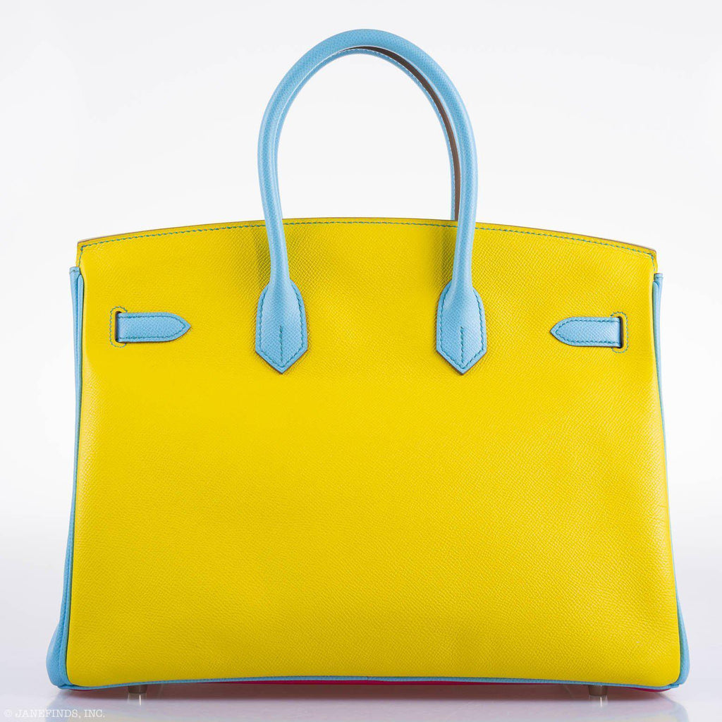 Hermes Birkin 35 HSS Rose Tyrien Blue Celeste Lime Epsom Palladium Hardware 2011 O - hardware detail