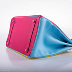 Hermes Birkin 35 HSS Rose Tyrien Blue Celeste Lime Epsom Palladium Hardware 2011 O - hardware detail
