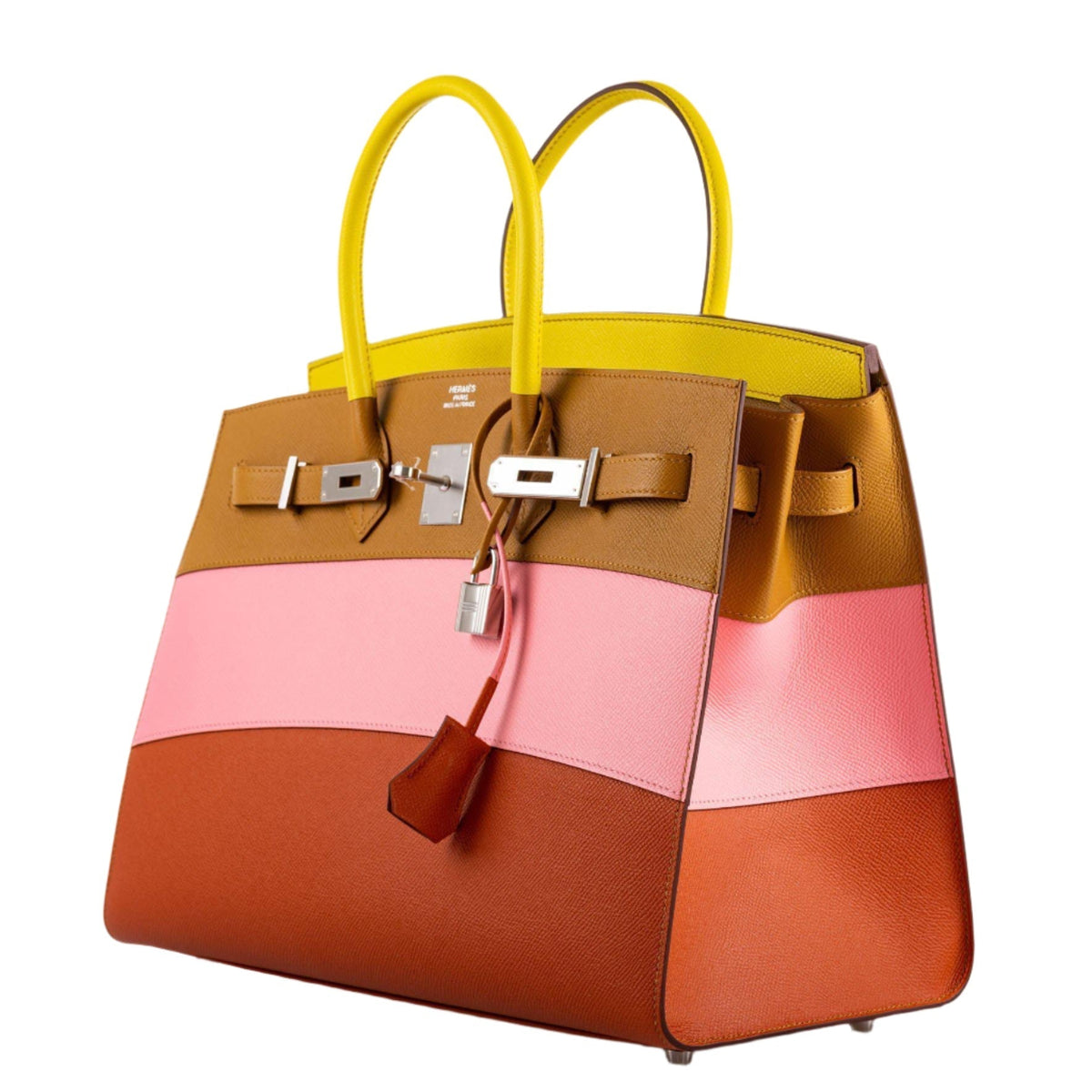 Hermes Birkin 35 Sellier Sunrise Rainbow Epsom Leather Bag with Palladium-Tone Hardware bag, product image 7; color, leather and hardware details as shown