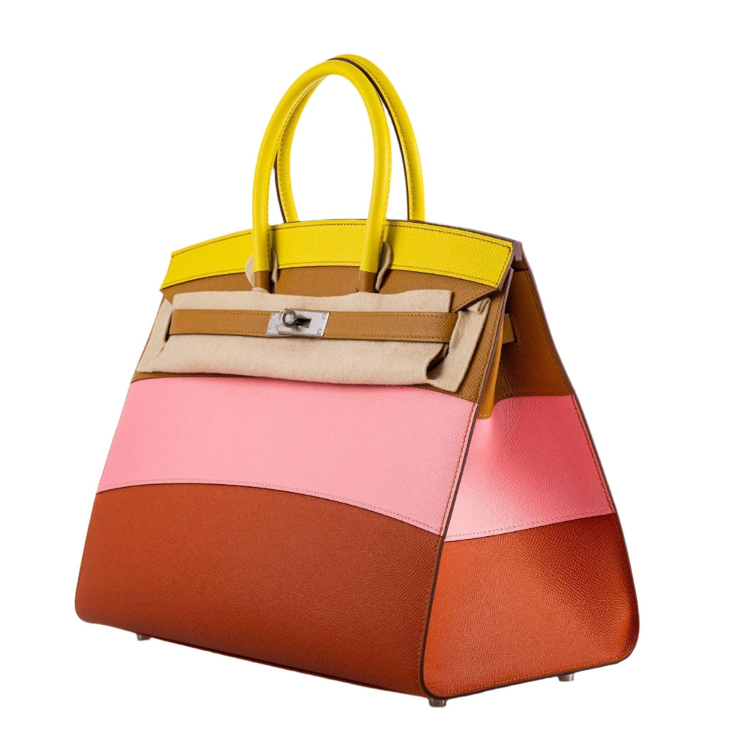Hermes Birkin 35 Sellier Sunrise Rainbow Epsom Leather Bag with Palladium-Tone Hardware bag, product image 10; color, leather and hardware details as shown