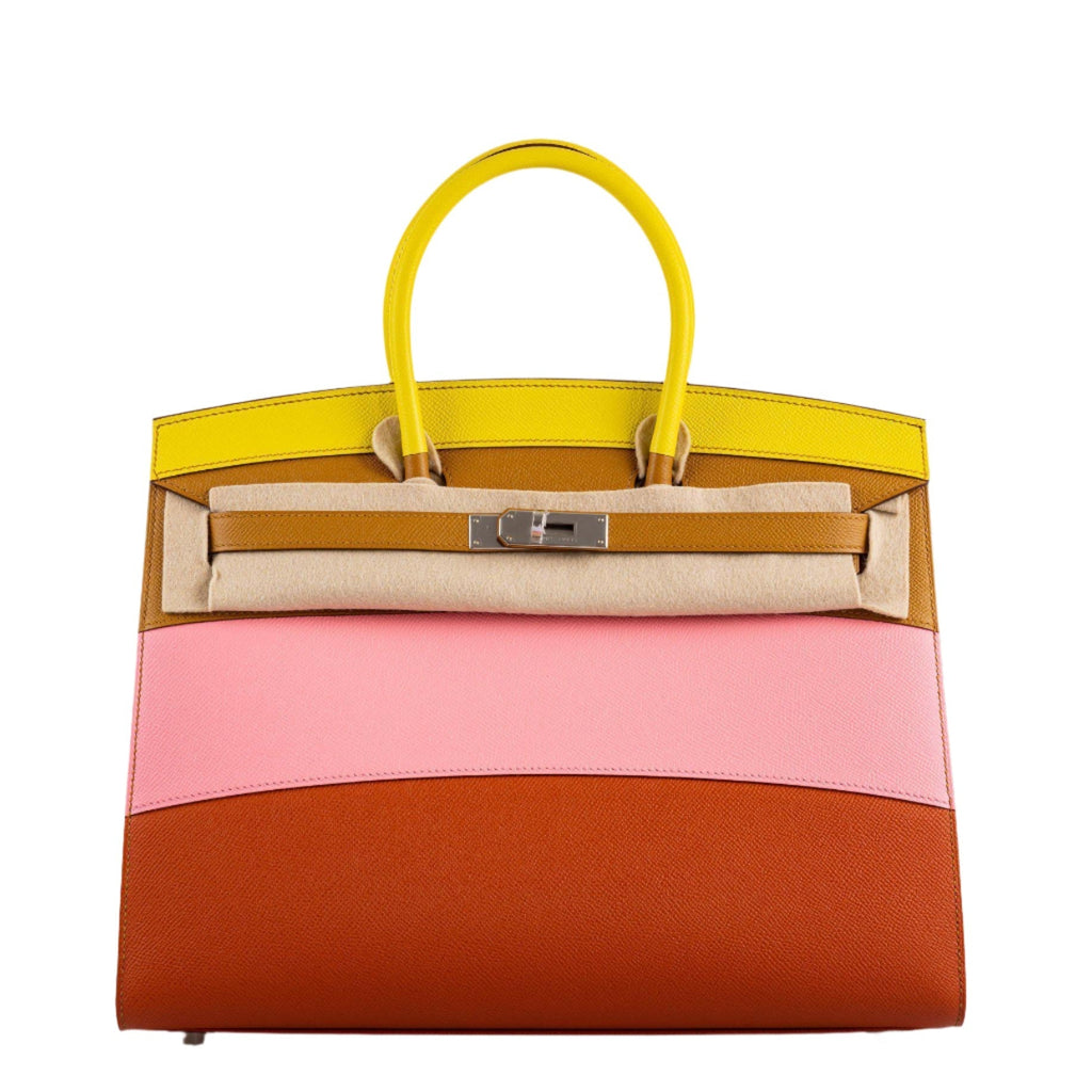 Hermes Birkin 35 Sellier "Sunrise" Rainbow Epsom Palladium Hardware - 2020, Y - hardware detail