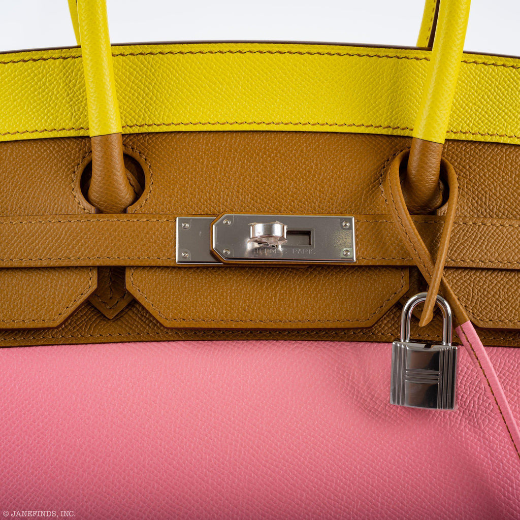 Hermes Birkin 35 Sellier Sunrise Rainbow Epsom Leather Bag with Palladium-Tone Hardware bag, product image 4; color, leather and hardware details as shown