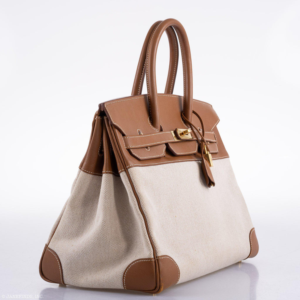 Hermes Birkin 35 Toile & Gold Epsom Gold Hardware - hardware detail