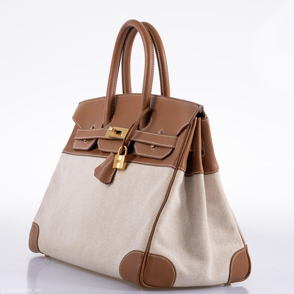 Hermes Birkin 35 Toile & Gold Epsom Gold Hardware - hardware detail