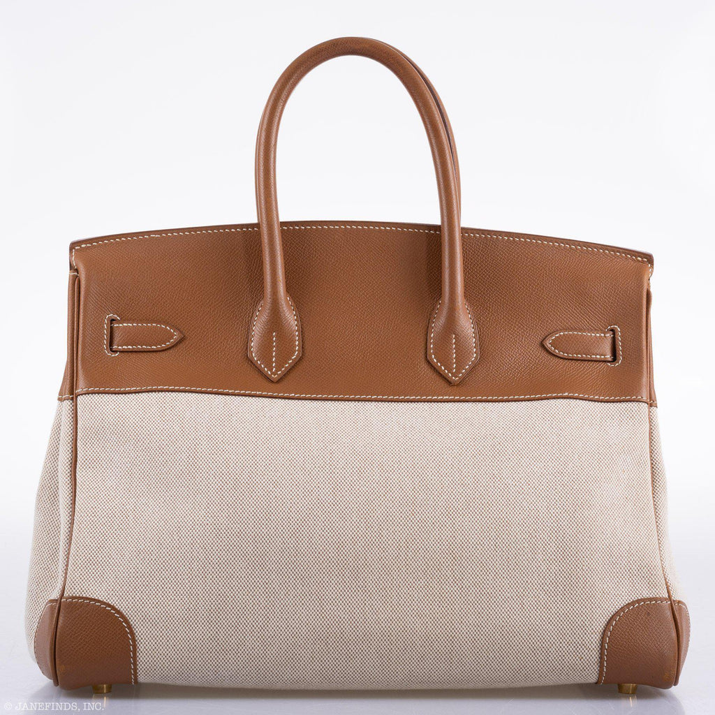 Hermes Birkin 35 Toile & Gold Epsom Gold Hardware - hardware detail