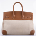 Hermes Birkin 35 Toile & Gold Epsom Gold Hardware - hardware detail