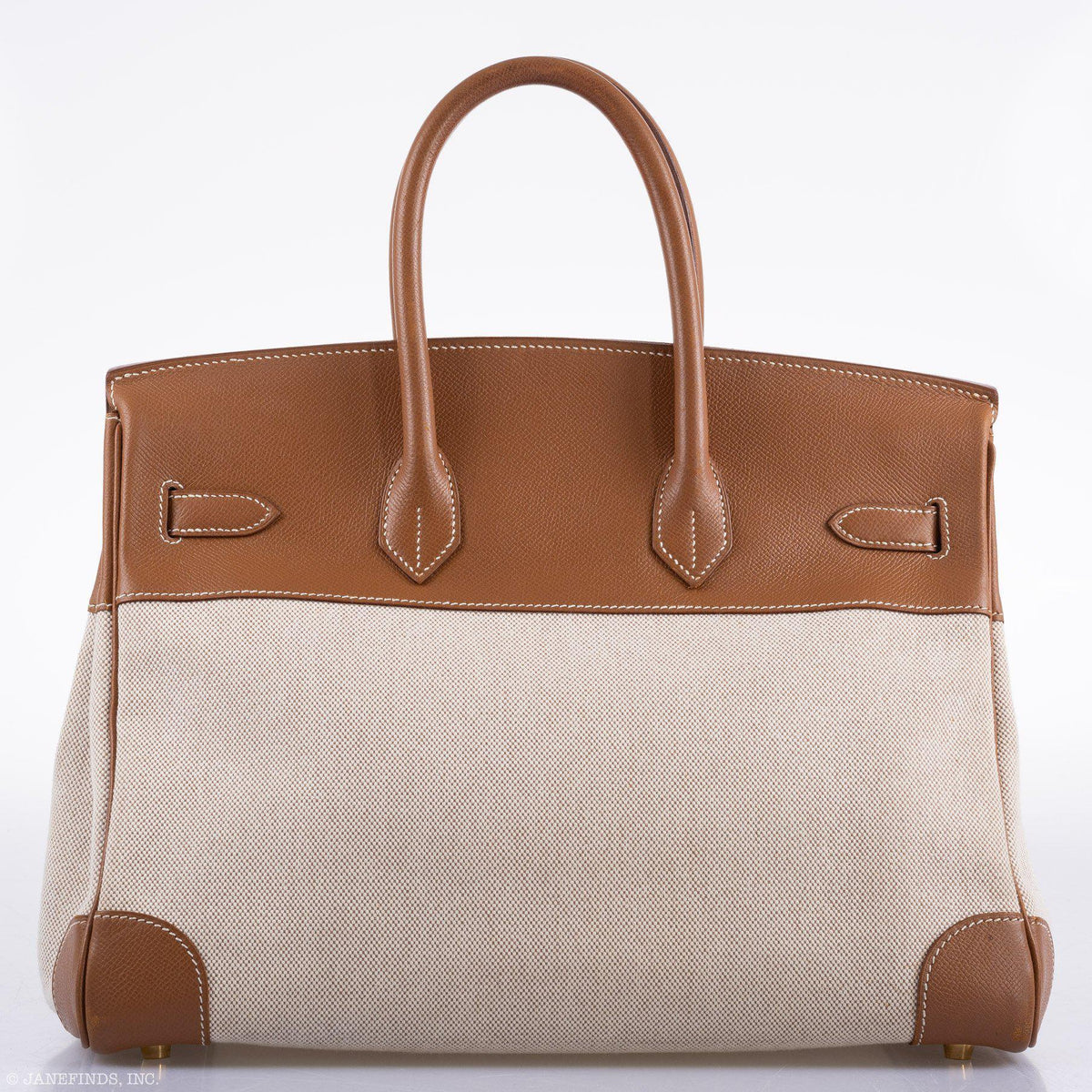 Hermes Birkin 35 Toile & Gold Epsom Gold Hardware - hardware detail