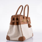 Hermes Birkin 35 Toile & Gold Epsom Gold Hardware - hardware detail