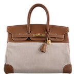 Hermes Birkin 35 Toile & Gold Epsom Gold Hardware - hardware detail