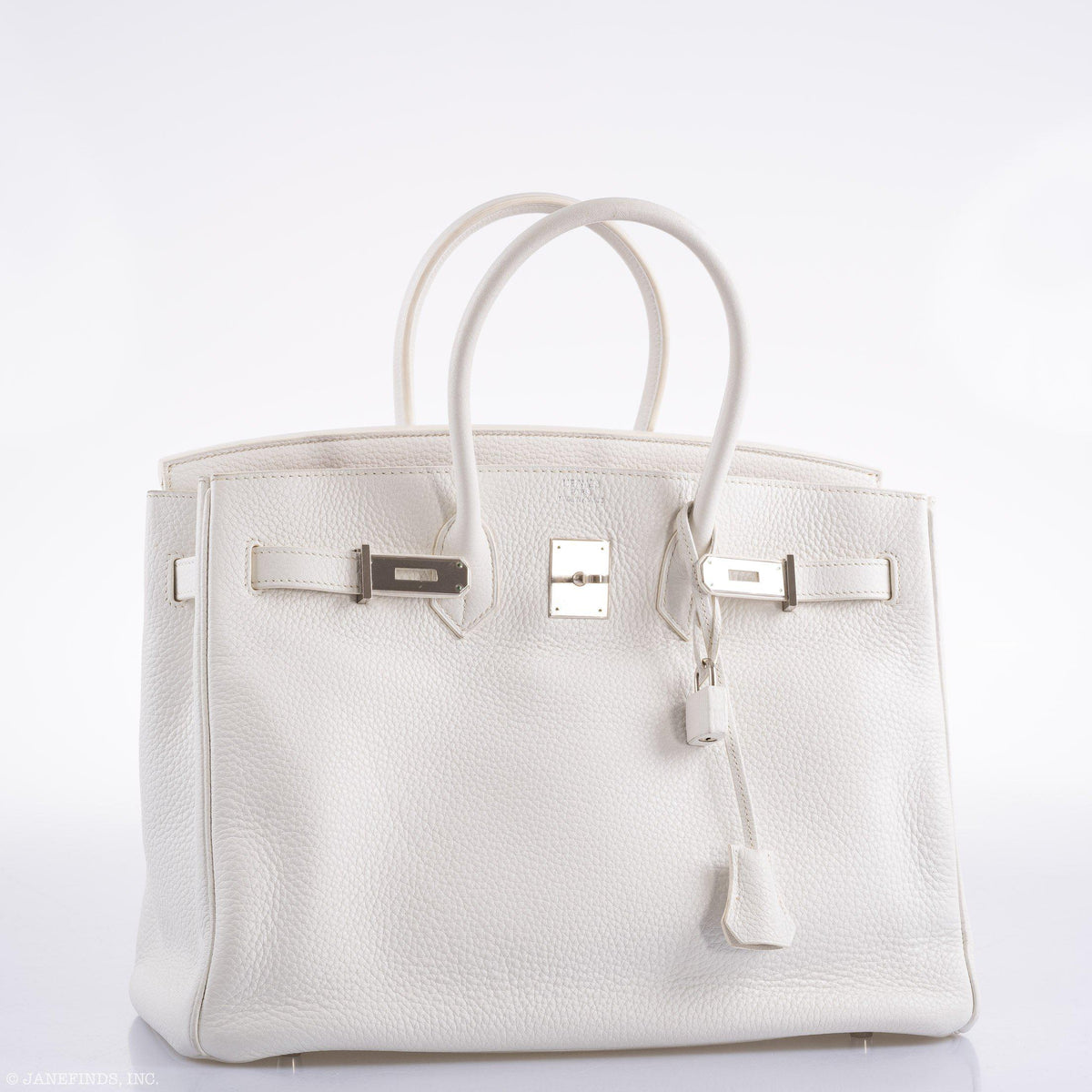 Hermes Birkin 35 White Clemence leather Palladium Hardware - N Square - hardware detail