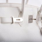 Hermes Birkin 35 White Clemence leather Palladium Hardware - N Square - hardware detail