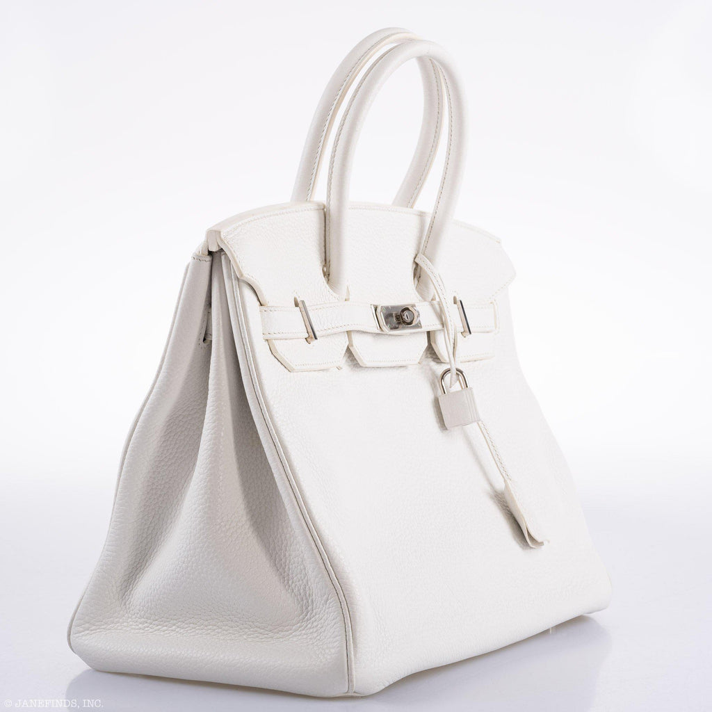 Hermes Birkin 35 White Clemence leather Palladium Hardware - N Square - hardware detail