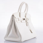 Hermes Birkin 35 White Clemence leather Palladium Hardware - N Square - hardware detail