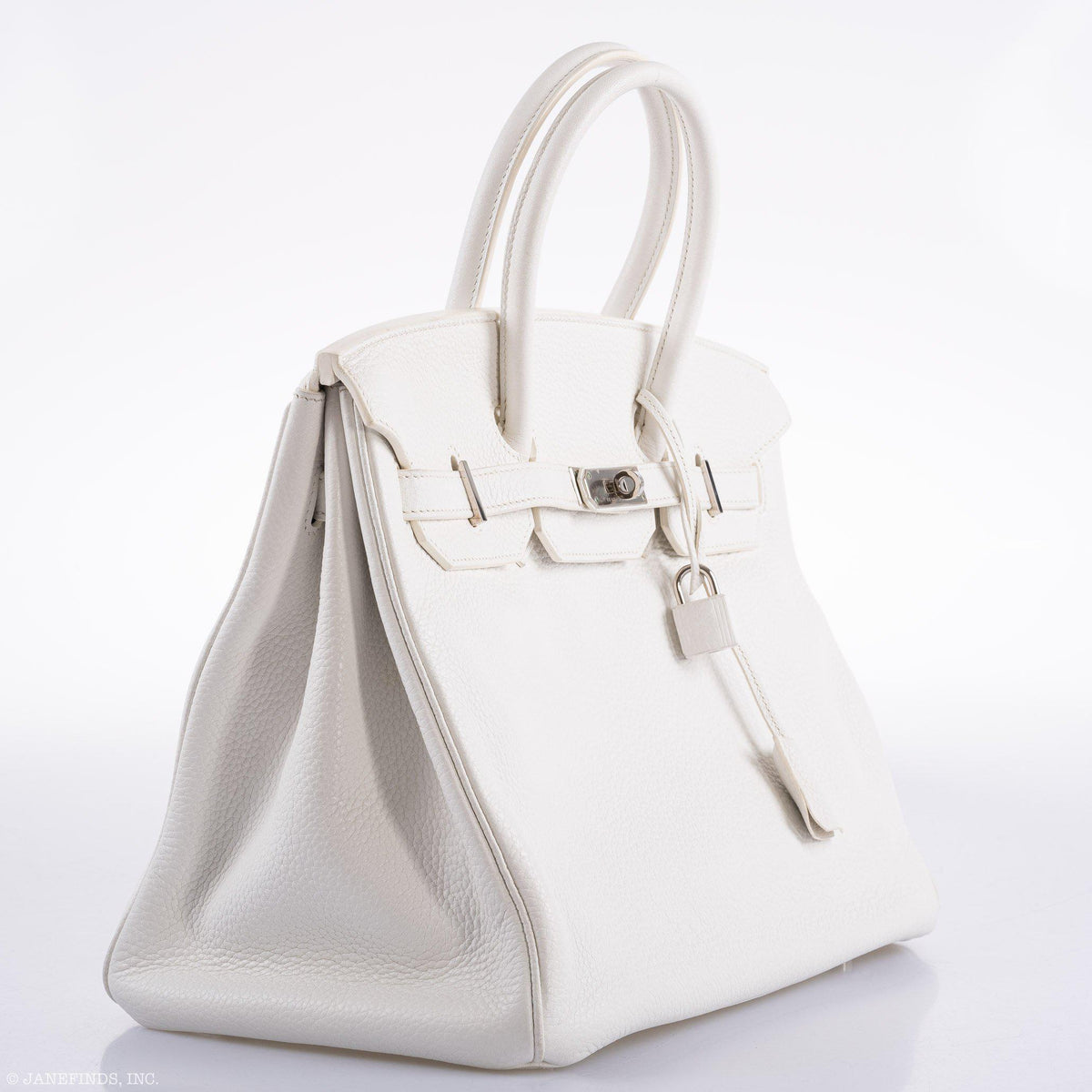 Hermes Birkin 35 White Clemence leather Palladium Hardware - N Square - hardware detail