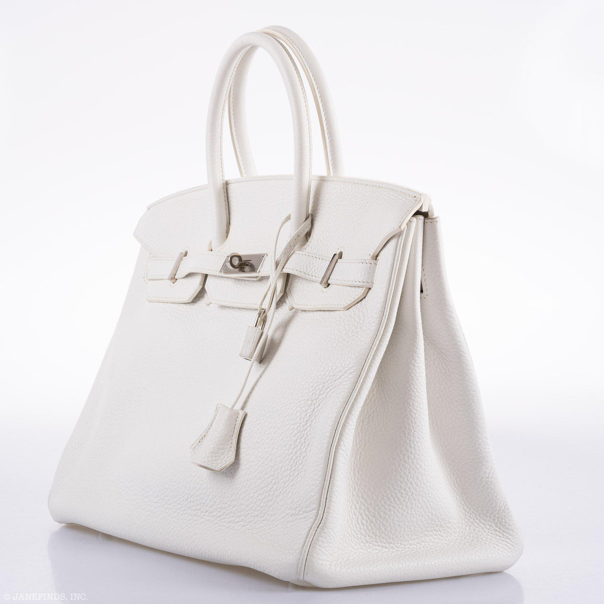 Hermes Birkin 35 White Clemence leather Palladium Hardware - N Square - hardware detail