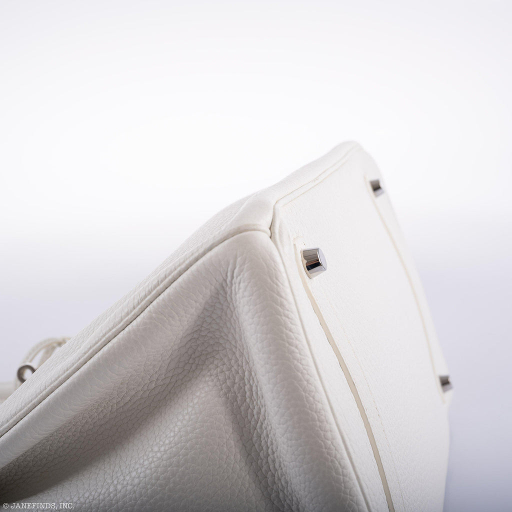 Hermes Birkin 35 White Clemence leather Palladium Hardware - N Square - hardware detail
