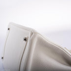 Hermes Birkin 35 White Clemence leather Palladium Hardware - N Square - hardware detail
