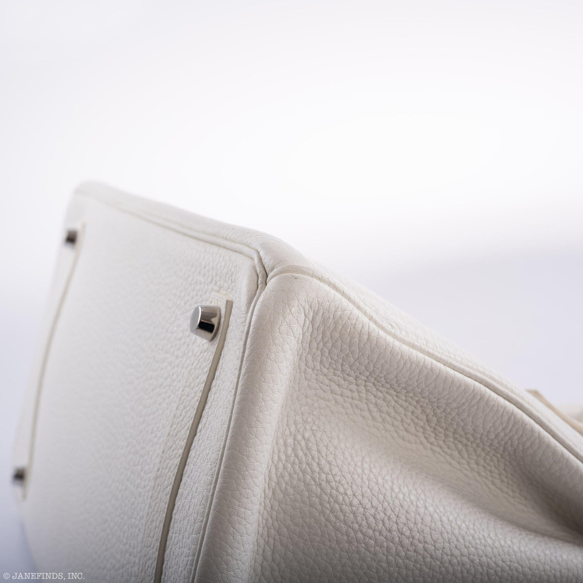 Hermes Birkin 35 White Clemence leather Palladium Hardware - N Square - hardware detail