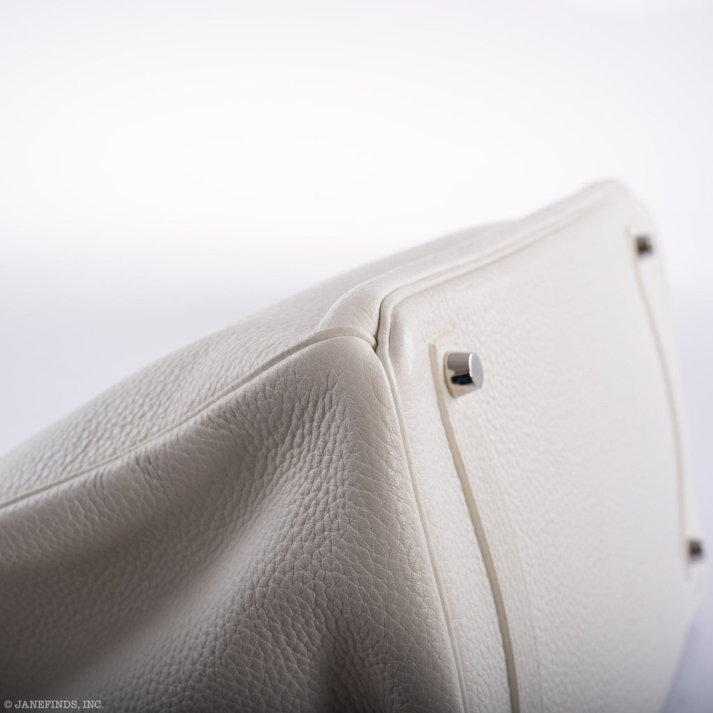 Hermes Birkin 35 White Clemence leather Palladium Hardware - N Square - hardware detail